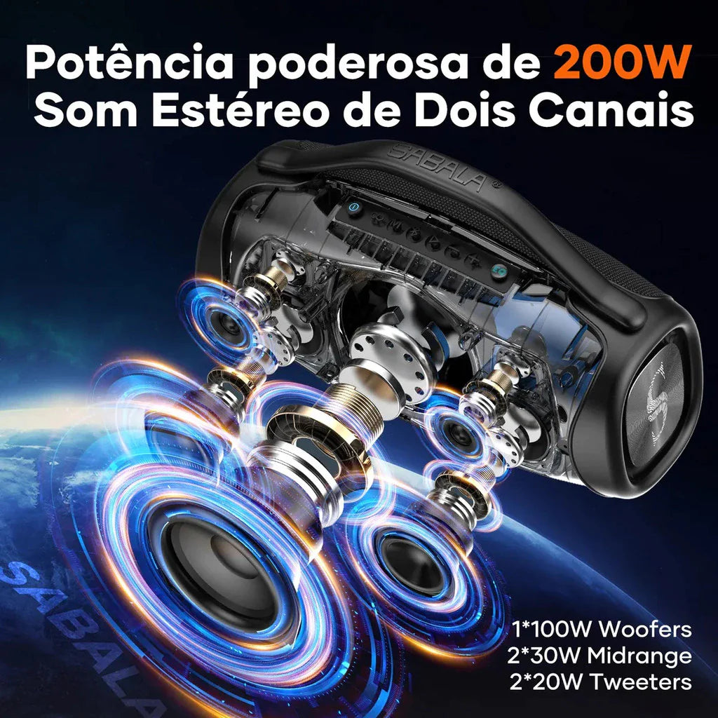 đ„ QUEIMA DE ESTOQUE!! đ„ Caixa de Som Sabala Boombox DR-909 Bluetooth 200w 39000mah Tws Ipx6.